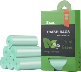 Ayotee 720310693630 Small Trash Bags 2.6 Gallon Compostable Bathroom Green