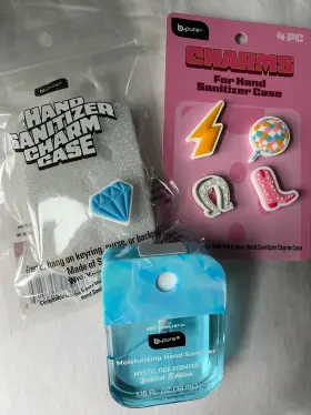 08068-1482-01 B.pure Mystic Tide Moisturizing Sanitizer Blue Tie Dye Glitter Case Charms