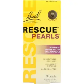 41610 Bach Flower Essences Rescue Pearls Natural Stress Relief Homeopathic 28 Capsules