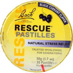 84957 Bach Flower Essences Rescue Pastilles Natural Stress Relief Homeopathic Black Currant 50g