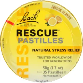 85771 Bach Flower Essences Rescue Pastilles Natural Stress Relief Homeopathic Lemon Flavor 50g