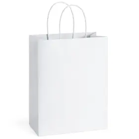 Bd009 Bagdream 100pcs 8x4.25 Kraft Paper Bags With Handles Gift 8x4.25x10.5 Bulk White