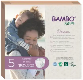 Bambo Nature 749569289180 150 Pack Dream White Unisex Size 5 Disposable Baby Diapers