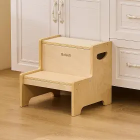 Ksws001 Bateso Sf T1 Step Stool For Kids Wooden Toddler 3 Years Old Natural