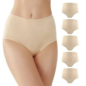 Woin-cohw-s5-xl Battewa Incontinence Underwear Leak Proof Cotton High Waist 50ml 5 Pack X Large Beige