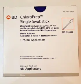 930100 Bd Chloraprep Single Swabstick - 1.75ml Box Of 48 Exp 08/2027