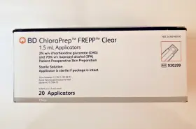 930299 Bd Chloraprep Frepp Clear - 1.5ml Applicators Box Of 20 Exp 05/2027