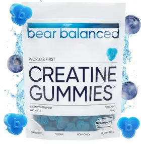 39332803379354 Bear Balanced 195893643042 Creatine Gummies Creapure Monohydrate B12 Vegan Sugar Free Blueber