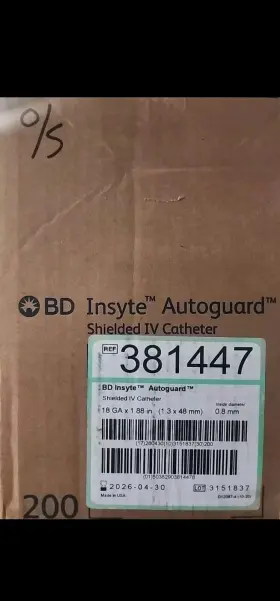 381447 Becton Dickinson Bd Insyte Iv 18g 1.88 Autoguard Case Of 200 Nib 4 Boxes 50 Exp 4/30/2026