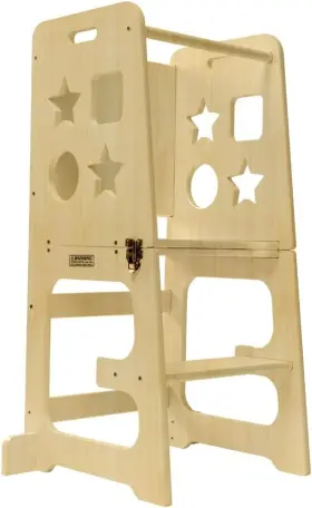 5jiao Bedmoimo Kids Kitchen Step Stool For With Safety Rail Solid Wood Natural