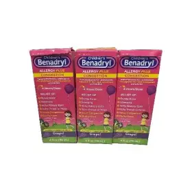 Benadryl 300450170057 Lot Of 3 Childrens Allergy Plus Congestion Grape Exp 01/2026 Read