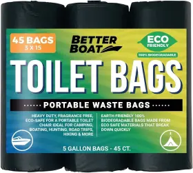 Better Boat 850023180049 45 Toilet Bags For Portable Potty 15 Count Pack Of 3