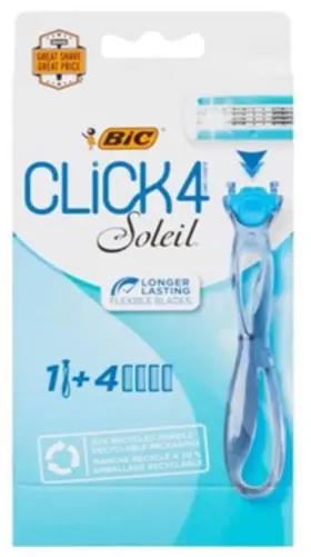 M73992 Bic Click 4 Soleil Disposable Razors 1 Handle / Cartridges