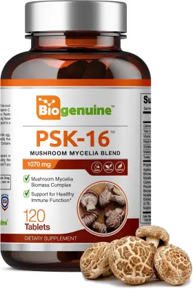 Psk-16 Biogenuine 816571010405 Mushroom Supplement Capsules 1070 Mg 120 Tablets - 15 Multi