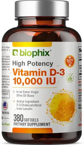 Biophix 816571019576 Vitamin D-3 10000 Iu 380 Softgels - Count Pack Of 1