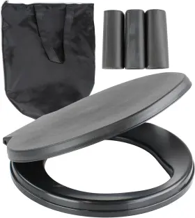 824778 Bisupply Camping Toilet Seat For 5 Gallon Bucket - Portable Black