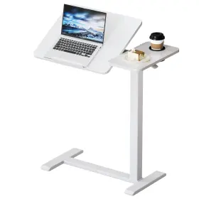 Dm5050w2716ws Bizum Overbed Bedside Table Adjustable Medical Tilt Top Rolling White 27.6x15.8 Bzium
