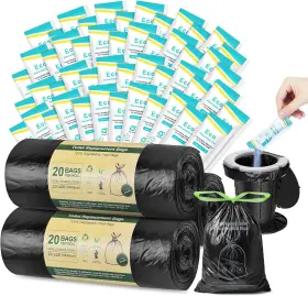 Bl084-60 Blika 60pc Camping Toilet Bags Eco Absorbent Gel Set 8 Gallon Black