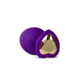 95831 Bn Bling Plug Small Tapered Heart-shaped Base Golden Gemstone Novelty Purple 3 Inch