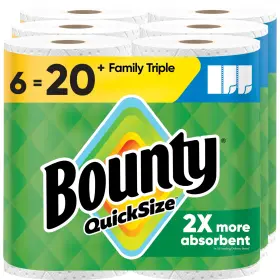 10030772249564 Bounty Paper Towels Quick Size White 6 Rolls 141 Sheets Triple Family Regular