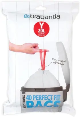 116865 Brabantia Idealfit Bin Liners Size Y/20 Litre Ideal Quality Thick White