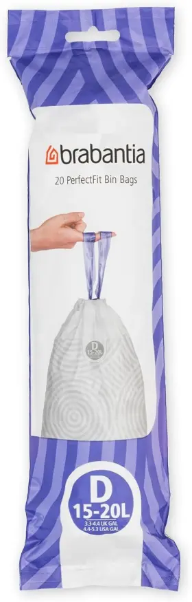 246760 Brabantia Perfectfit Trash Bags Size D / 4-5.3 4 - 5.3 Gal White