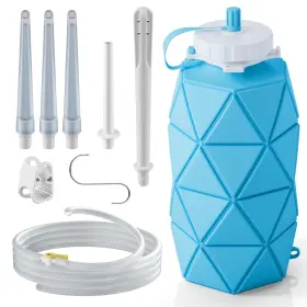 Ge1001 Branded Collapsible Silicone Enema Bag Bottle With 5.2ft Hose 5 Tips Controllabl
