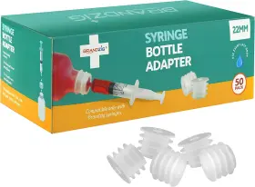Cmd2561 Brandzig Medicine Bottle Syringe Adapter For Oral Dispensers 22mm 50 Pack Press In B