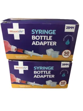 Cmd2562 Brandzig 2x 50-packs Of Medicine Bottle Syringe Adapter For Oral Dispensers 28mm