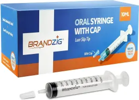 Few234ghty31gf Brandzig 10ml Oral Syringe With Cap 100 Pack Dispenser Without Needle Luer