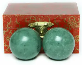 4332650855 Brass Statu Brabud 1.57 Inch Marble Green Baoding Balls Chinese Health Pack Of 2