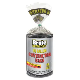 C043210s Brute Super Tuff Heavy Duty 2.2 Mil Contractor 15 Count Pack Of 1 Black