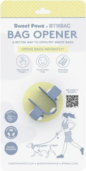 Btr-f01 Btrbag Sweet Paws X Dog Poop Bag Opener Device. Silicone Finger Glacier Grey
