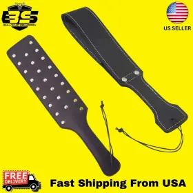 Lp-2058 Bullwhipsquadron Real And Genuine Cow Hide Black Paddle Slapper Leather Flexible Short Length 2pack