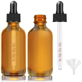 Bumobum 682601567894 Dropper Bottle 2 Oz Pack Amber Glass Eye Bottles With Labels And F