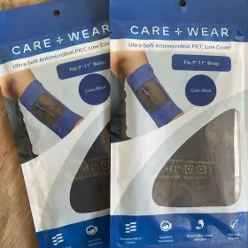 Care Wear 815083029516 2x Ultra-soft Antimicrobial Picc Line Cover Fits 9 Inch -11 Bicep Black