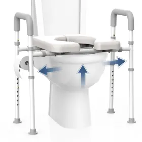 Cc-zlb2130-lg Carecrew Raised Toilet Seat With Handles 400 Lb Adjustable Elevated Riser Led Width