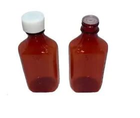 Ccd-21 Caribbean Coastal Delights Oval Pharmacy Plastic Bottles - 4 Oz- Child-resistant Caps Amber Liquid Med