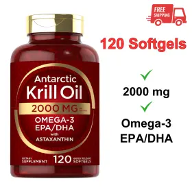 Cl981 Carlyle Antarctic Krill Oil 2000mg 120 Softgels Omega-3 Epa Dha Astaxanthin Supplement