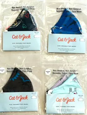 Cat & Jack 191905950023 And - 2 Pk Fabric Kids Face Masks Assorted Patterns Lot Of 4 8 Total