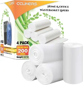 Ccliners 806149559368 4 Gallon Trash Bags Small Bathroom Garbage Clear Plastic