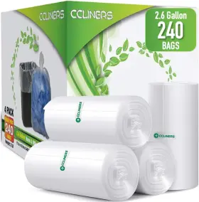1150 Ccliners 806149559580 2.6 Gallon Clear Bathroom Trash Bags 240 Count Pack Of 1