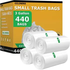 Ccliners 850035100035 Small Trash Bags 3 Gallon Garbage 440 Count Bathroom Clear