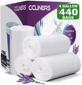 Ccliners 850035100042 4 Gallon Trash Bag Lavender Scented 440 Count 1 Pack Of White