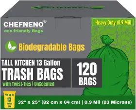 Ccliners 850035100103 Tall Kitchen Biodegradable Trash Bags 13 Gallon 1 Count Pack Of 120 Green