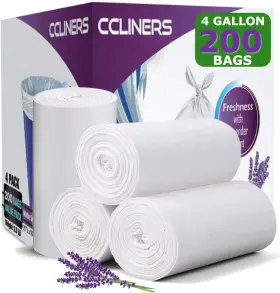 Ccliners 860001260540 4 Gallon Trash Bags Lavender Scented 200 Count Pack Of 1 White