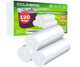 Ccliners 860002408750 1.2 Gallon 120 Clear Small Trash Bags Bathroom 1 24 Count Pack Of 5