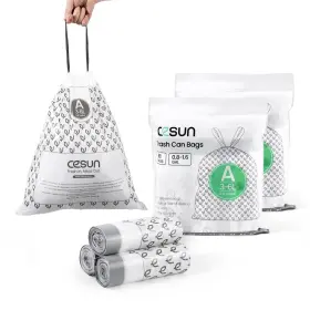 Cesun 810162800031 Code A Drawstring Trash Bags 90 Count Pre 1 Pack Of White