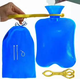 Charmease 750439607829 Hot Water Bottle Bag Safe With Extension Clamp Soft 3l Transparent Blue