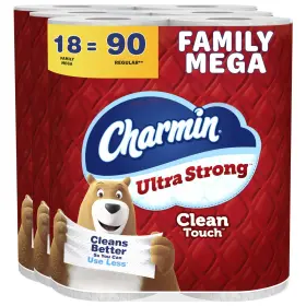Brm8-wv75 Charmin Toilet Paper 2 Ply Ultra Strong 18 Mega Rolls White Clean Touch